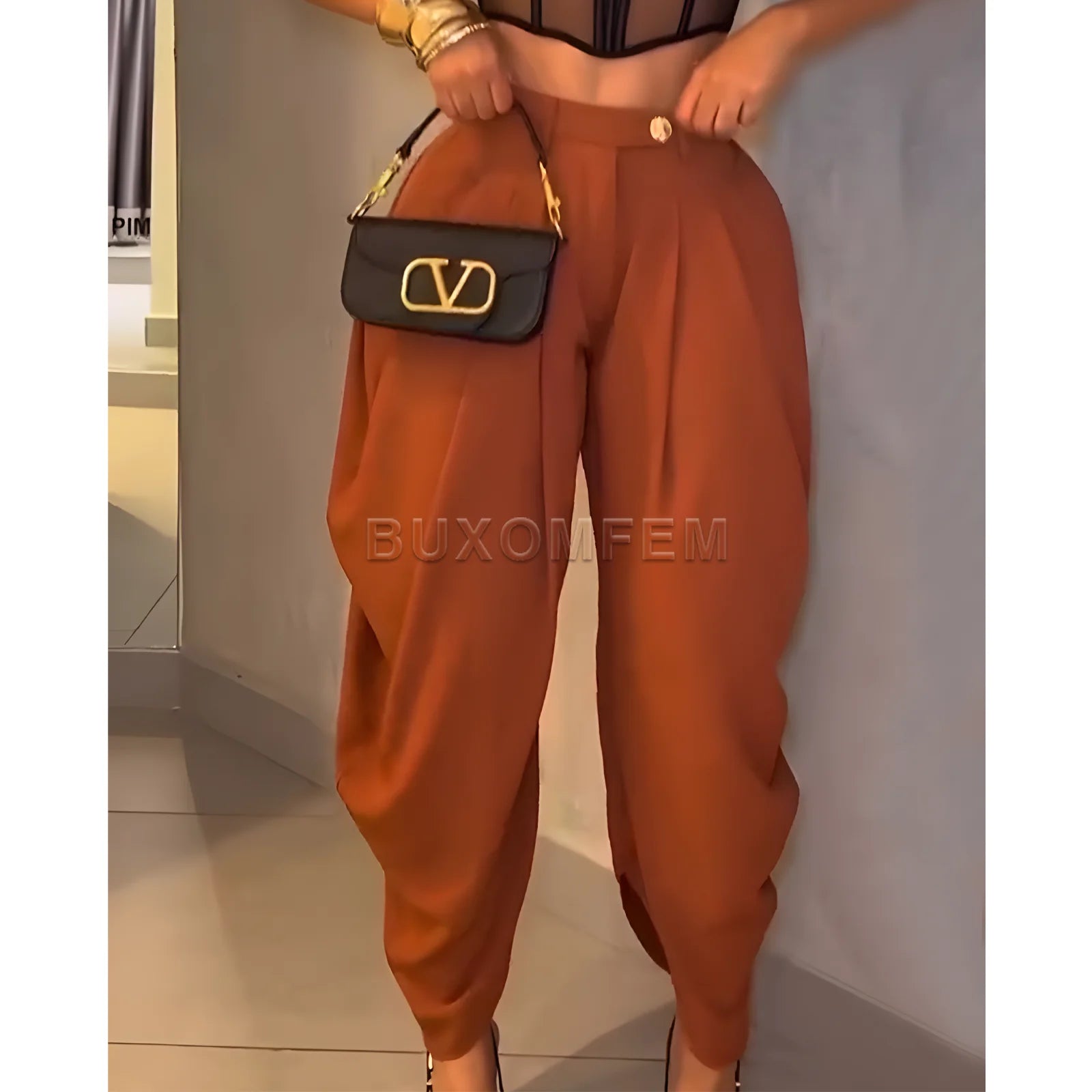 High Waisted Loose Pleated Pants